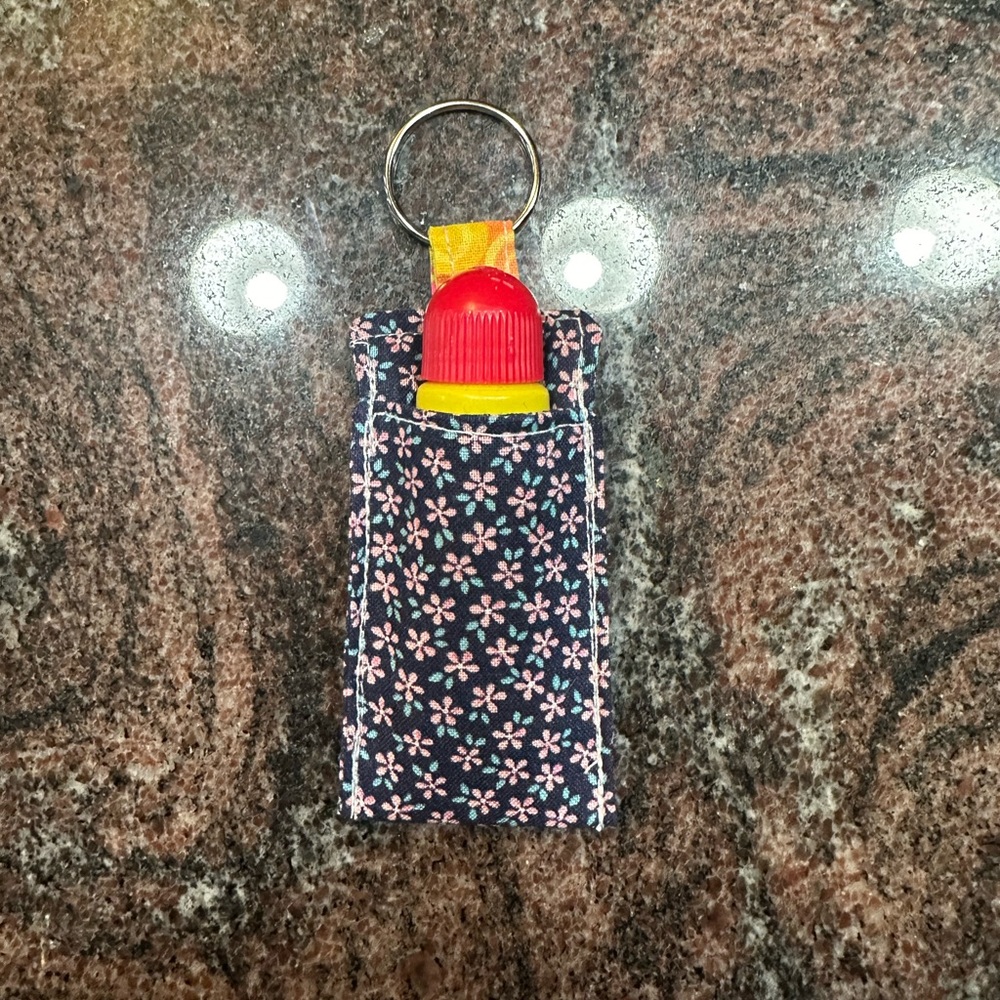 Handmade lip balm holder keychain- floral print